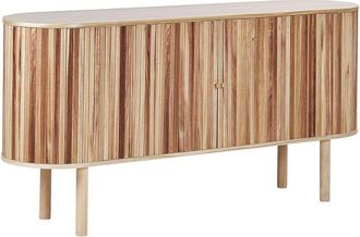 Beliani Credenza moderna a 2 ante con 2 ripiani in legno MDF Paulownia Frontale in legno di pino Gambe in legno Camera da letto Soluzione di stoccaggio in