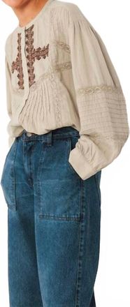 Indi & Cold Ethnic Embroidered Shirt In Piedra