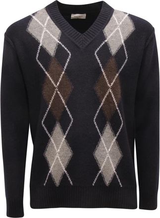 Paolo Pecora Maglione V-neck Wool Sweater E - Heren - V-hals truien - Veelkleurig - S - Wol - Truien & Vesten