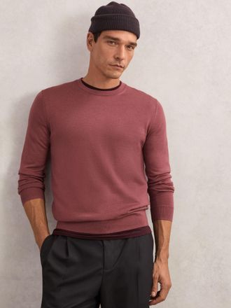 Reiss Raspberry Pink Merino Wool Crew Neck Jumper, Xxl