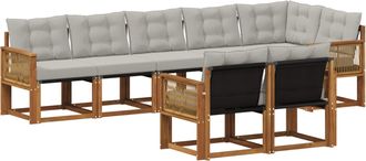 vidaXL Conjunto De Sof&aacute;s De Exterior 8 Uds. Natural Y Gris Claro Vidaxl