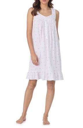 Eileen West Cotton Short Nightgown in Wht/dot at Nordstrom, Size Xx-Small