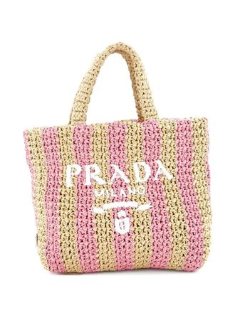 Prada Logo Raffia Small tote bag - Toni neutri