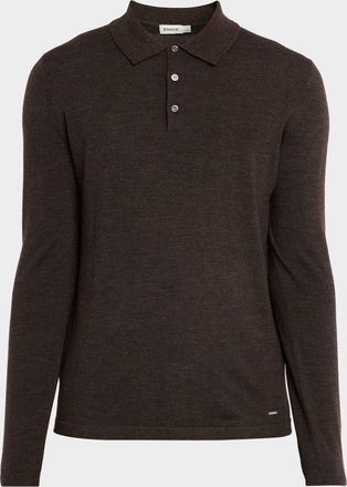 SIMKHAI Mens Reynolds Wool Long-Sleeve Polo Shirt