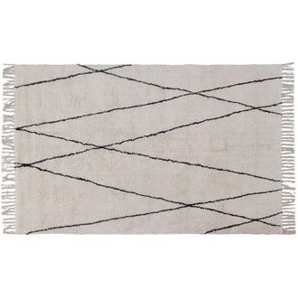 Miliboo Miliboo - Tappeto berbero a frange in cotone &eacute;cru 160 x 230 cm hodna