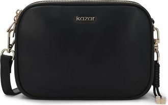 Kazar Leren Postbag met 3 Compartimenten - Dames - Schoudertassen - Zwart - ONE Size - Leer - Tassen
