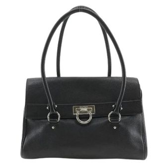 Ferragamo Pre-owned Gancini Calf Tote Bag - Dames - Pre-owned - Zwart - Maat: ONE Size Leer