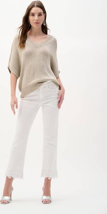 Joseph Ribkoff Viscose And Lurex Sweater Knit Relaxed Top In Moonstone