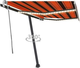 vidaXL Vidaxl - Toldo Manual Retr&aacute;ctil Con Led Naranja Y Marr&oacute;n 300x250 Cm