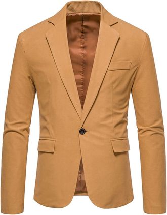 Generic Mens Suits For Weddings, Single Breasted Blazer For Men Casual Lapel Slim Fit Blazer Retro Blazer Coat Wedding Party Dress Coat MenS V-Neck Single-But