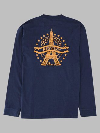 Kenzo Eiffel Tower Logo-Embroidered T-Shirt - Navy