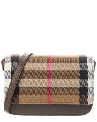 Burberry Check Canvas & Leather Crossbody