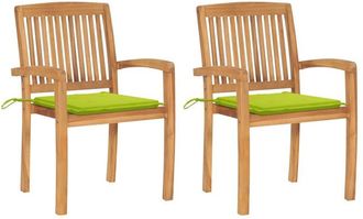 vidaXL Sillas De Jard&iacute;n 2 Uds Madera De Teca Y Cojines Verde Brillante Vidaxl