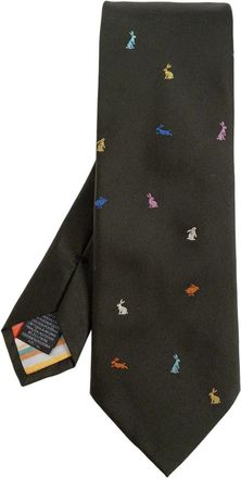Paul Smith Cravatta in seta con motivo coniglio - Verde