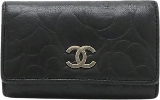 Chanel Pre-owned Camellia 6 Key Case - Dames - Vintage Accessoires - Zwart - ONE Size - Leer - Vintage