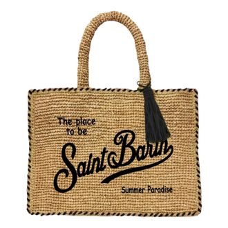 MC2 Saint Barth Tote Bags, female, Yellow, Size: ONE SIZE Vanity Border Raffia Shoulder Bag