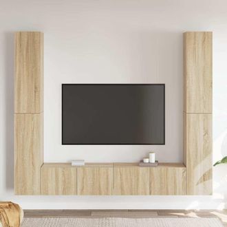 vidaXL Set De Muebles Sal&oacute;n Tv 6 Pzas Madera Ingenier&iacute;a Roble Sonoma Vidaxl