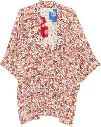 A.N.G.E.L.O. Vintage Cult Abito in seta a fiori anni 1970 - Toni neutri