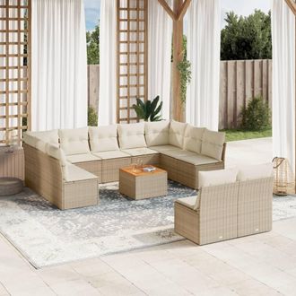 vidaXL Set De Sof&aacute;s De Jard&iacute;n 12 Pzas Y Cojines Rat&aacute;n Sint&eacute;tico Marr&oacute;n Vidaxl