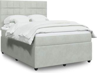 vidaXL Vidaxl - Cama Box Spring Con Colch&oacute;n Terciopelo Gris Claro 140x190 Cm