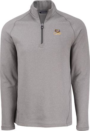 Cutter & Buck Mens Lsu Tigers Eco Fleece Mens Half Zip Pullover In Grey