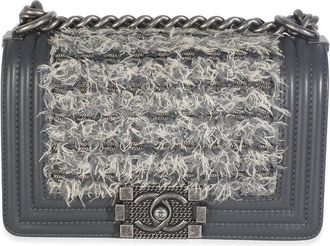 Chanel Gray Tweed & Calfskin Small Boy Bag (Authentic Pre-Loved)