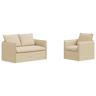 vidaXL Juego De Sof&aacute; 2 Uds. Crema Tela Vidaxl