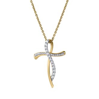 LuvMyJewelry Elarith Curve 0.15 Cts Natural Diamond 14K Gold Pendant