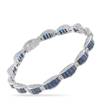Luxury Bazaar 18K White Gold 0.45ct Diamond and Sapphire Bracelet MF23-070926