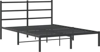 vidaXL Vidaxl - Estructura cama sin colchón con cabecero metal negro 135x190 cm