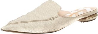 Nicholas Kirkwood Cream Raffia Pointed Toe Beya Flat Mule Sandals
