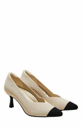 Vivaia Pointed-Toe Mid Heels in Cream Ivory/black at Nordstrom, Size 9.5