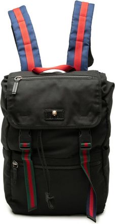 Gucci Black Blue Red Color Nylon Backpack (Pre-Owned)