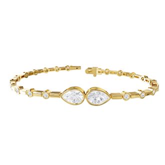 Diamond2Deal 14k Yellow Gold 2.5 Carat Pear Cut Lab Grown Diamond Bangle Bracelet 7