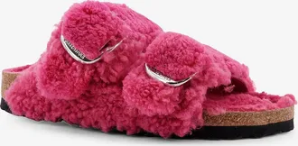 Birkenstock Womens Arizona Big Buckle Teddy Sandals Pink Pelle