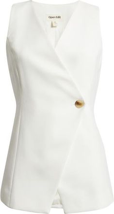 Open Edit The Icon Asymmetric Vest in Ivory at Nordstrom, Size Xx-Small