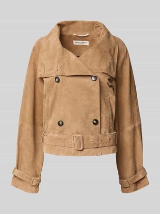 Marc O'Polo Relaxed Fit Lederjacke Trenchcoat-Stil in Sand, Gr&ouml;&szlig;e 34