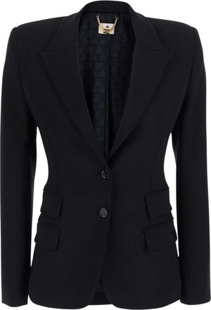 Elisabetta Franchi Black Structured Polyester-Blend Blazer