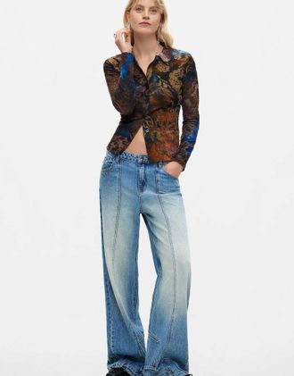 Desigual camicia floccata bianca-Bianco