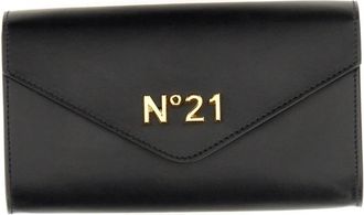 N&deg;21 Portemonnee met ketting en logo - Dames - Portefeuilles - Zwart - ONE Size - Leer - Accessoires