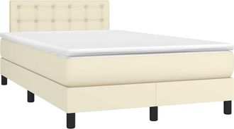 vidaXL Cama Box Spring Colch&oacute;n Y Led Cuero Sint&eacute;tico Crema 120x200 Cm Vidaxl