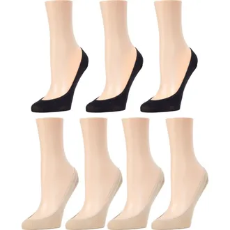 MeMoi 7-Pack Microliner No-Show Socks in Nude/black at Nordstrom