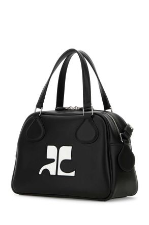 Courr&egrave;ges Womens Black Leather Reedition Handbag Borse A Mano
