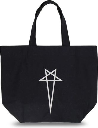 Rick Owens Canvas Handtas met Logo aan de Voorkant - Heren - Shoppers - Zwart - ONE Size - Tassen