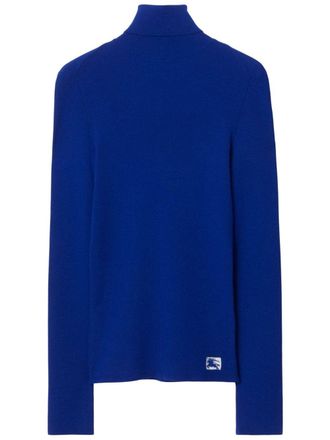 Burberry Equestrian Knight roll-neck sweatshirt - women - Polyester/Wool - S - Blue