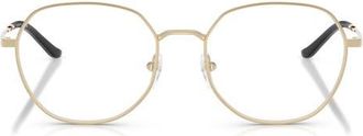 Emporio Armani 54mm Round Optical Glasses in Shiny Pale Gold /Demo Lens at Nordstrom