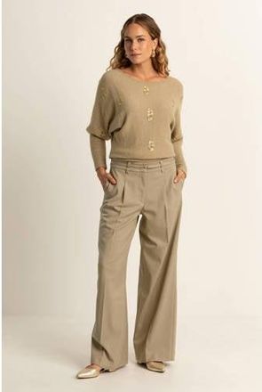 Expresso wide leg high waist pantalon beige