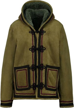 Baziszt Giacca biker in pelle con cappuccio - Verde