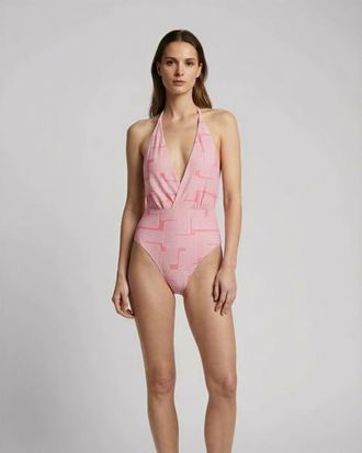 Lords of Harlech Inter Twine Womens Halter One-Piece Swimsuit in Inter Twine Coral at Nordstrom, Size X-Small