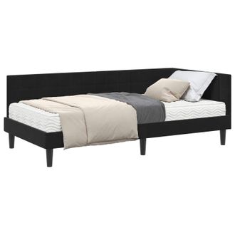 vidaXL Estructura De Cama Esquina Con Colch&oacute;n 2 Pcs Negro Terciopelo Vidaxl